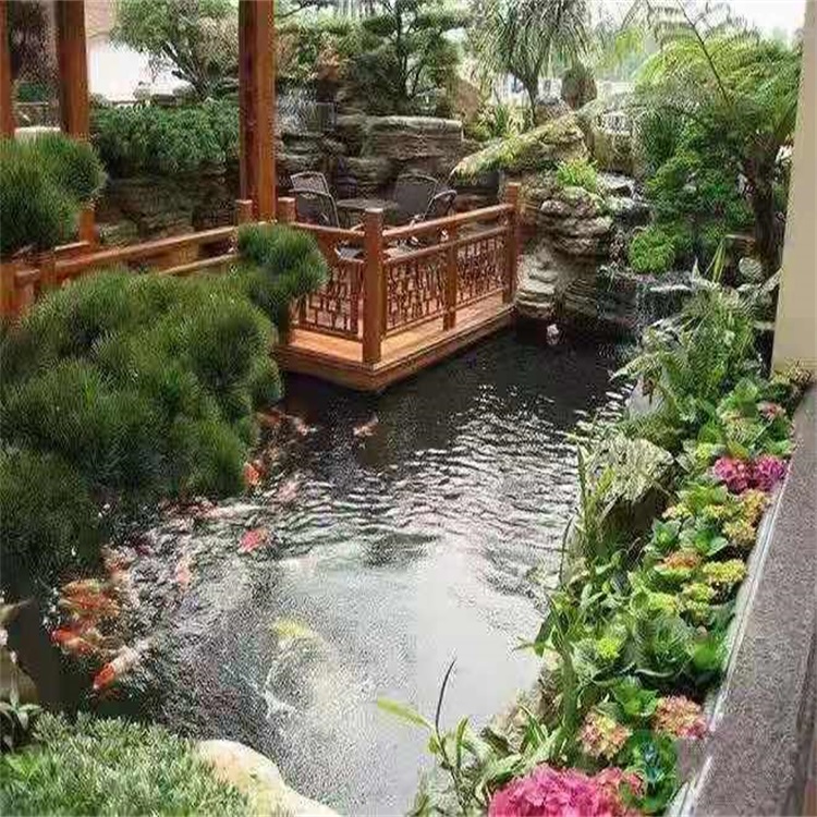 邳州庭院设计鱼池假山建造图